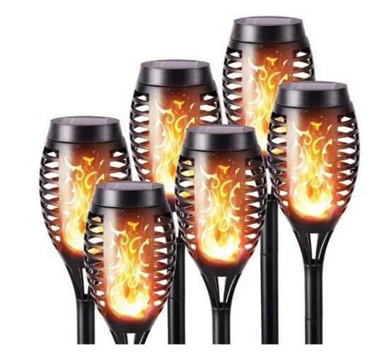 Lauko šviestuvas įsmeigiamas į žemę su saulės baterija 6vnt.